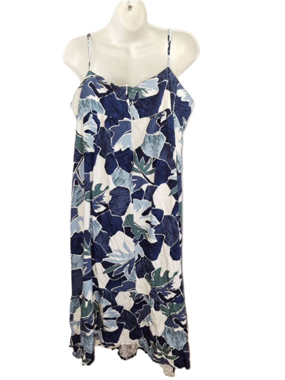 Vintage Hilo Hattie Maxi the Hawaiian original Dress XL White Blue Floral vacay - Picture 2 of 4